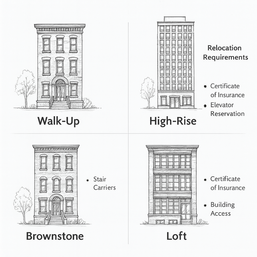 Comparison chart of different NYC building types and their moving budget requirements
