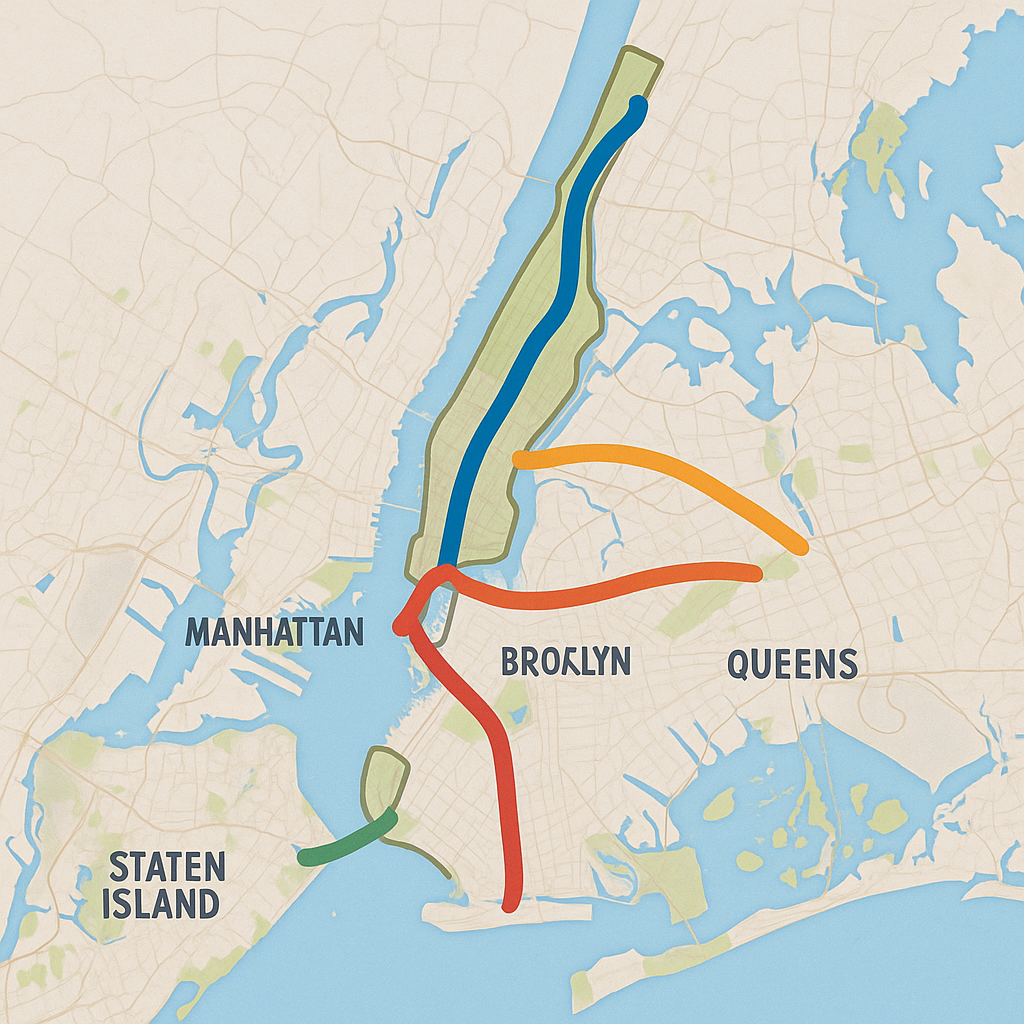 Map Showing NYC Cross-Borough Moving Routes
