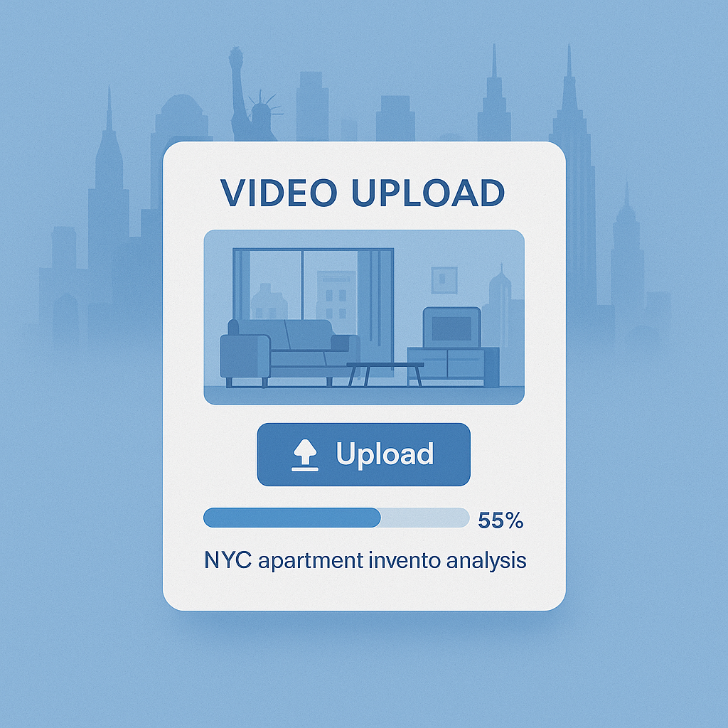 Video upload interface for NYC apartment inventory analysis and moving budget calculation