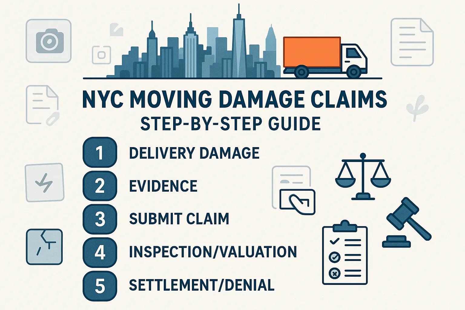 NYC moving damage claims step-by-step guide infographic